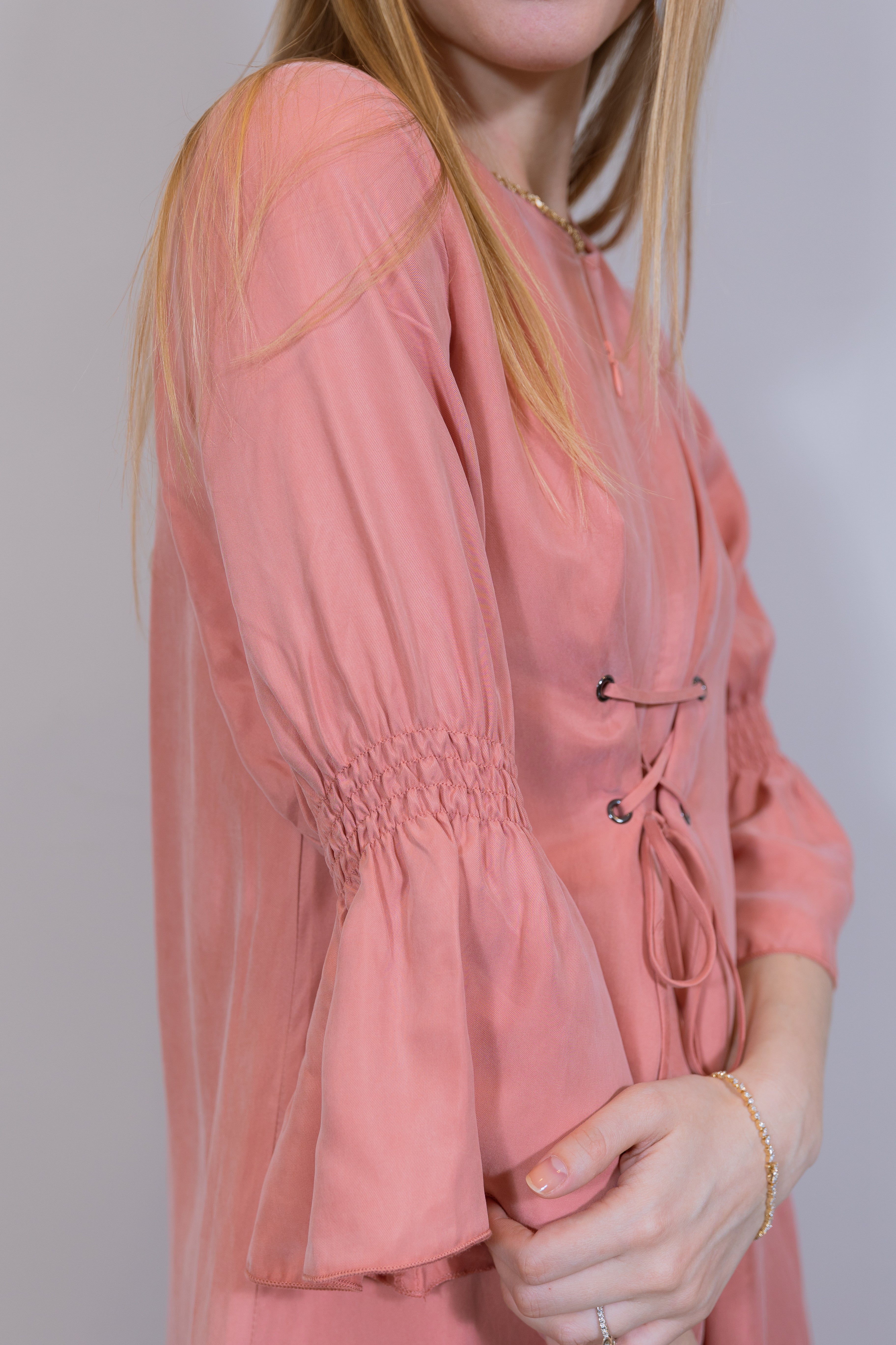 Cupro lace-up Peach dress
