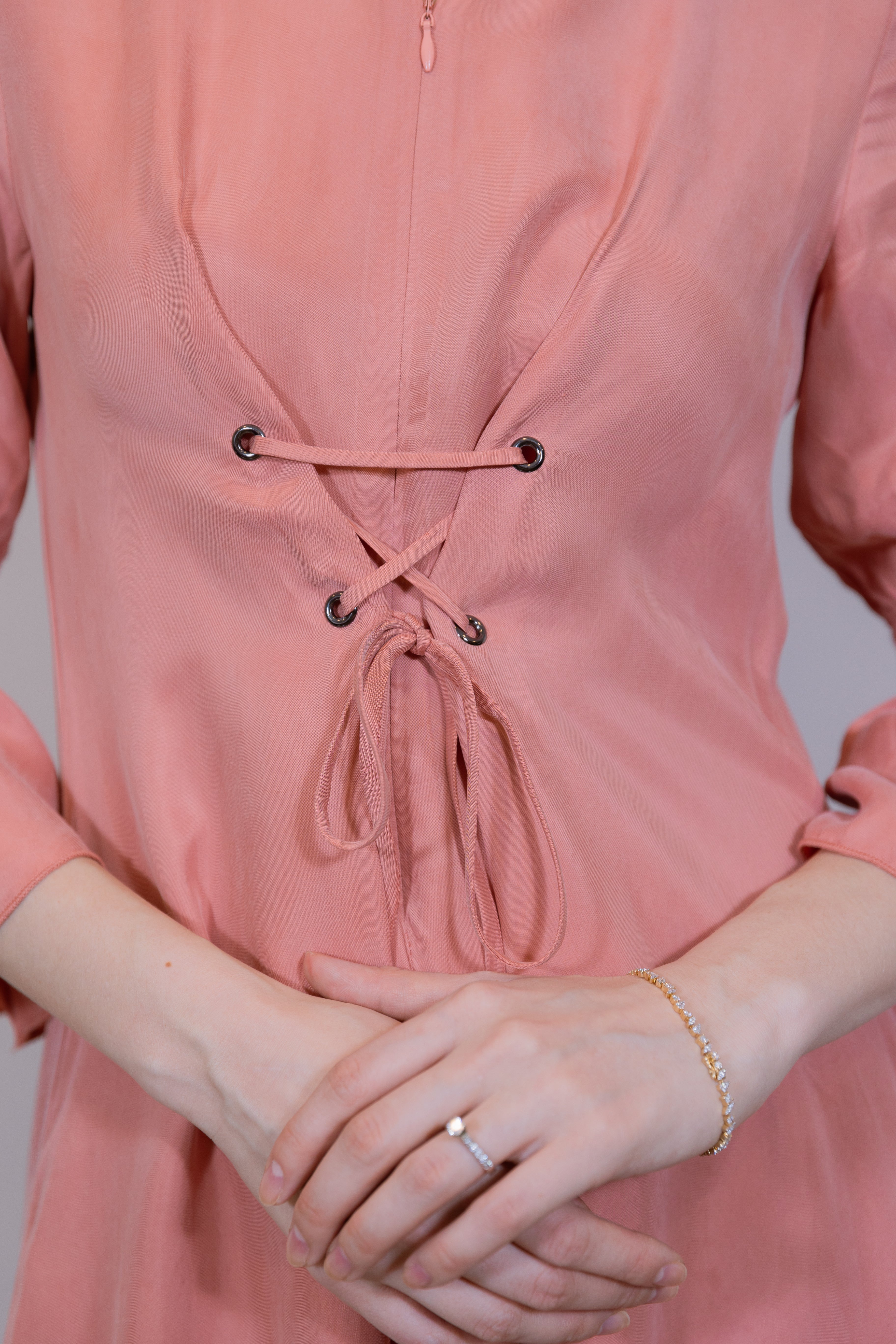 Cupro lace-up Peach dress
