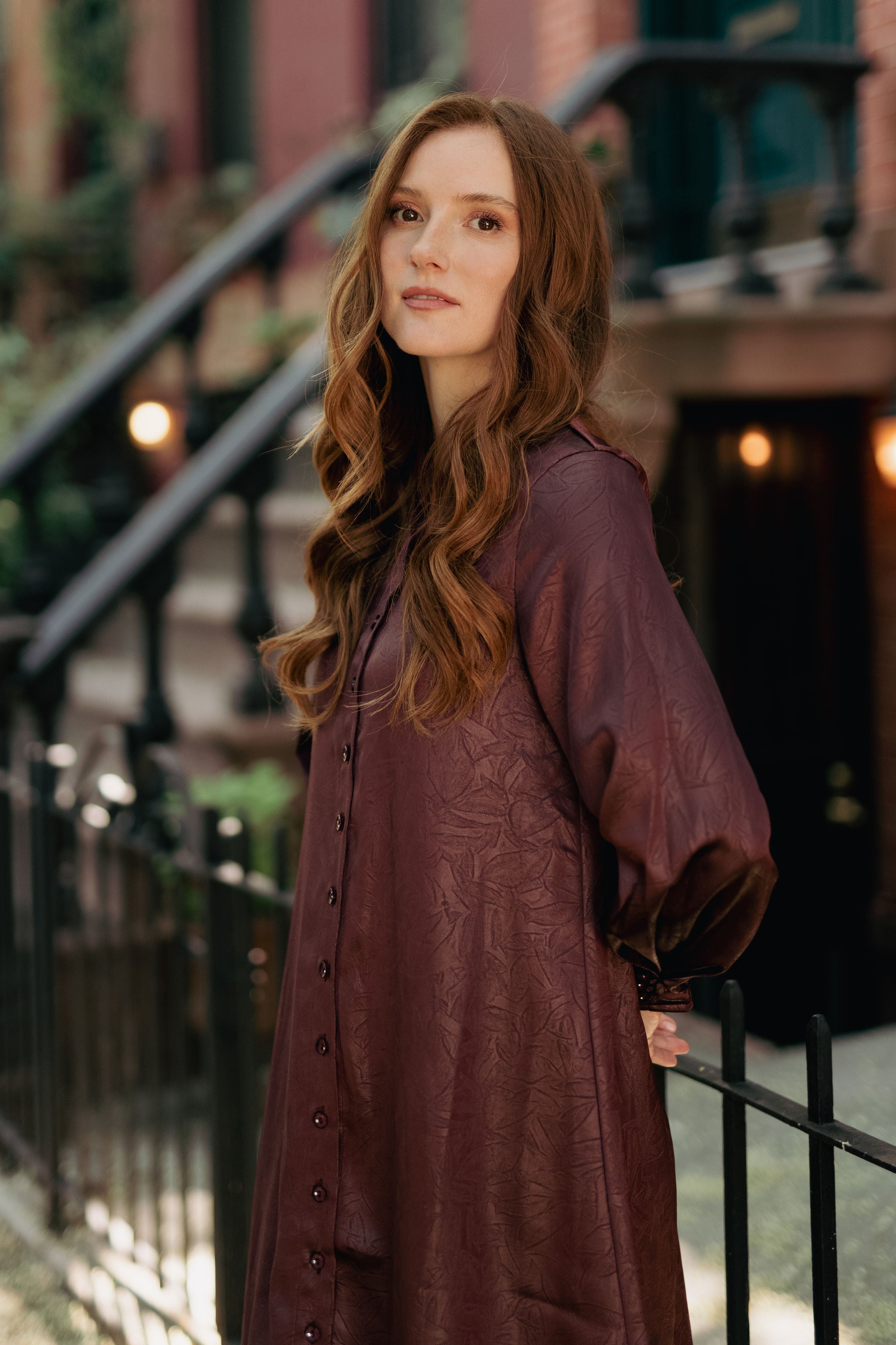 Texture Leather dress - Wine