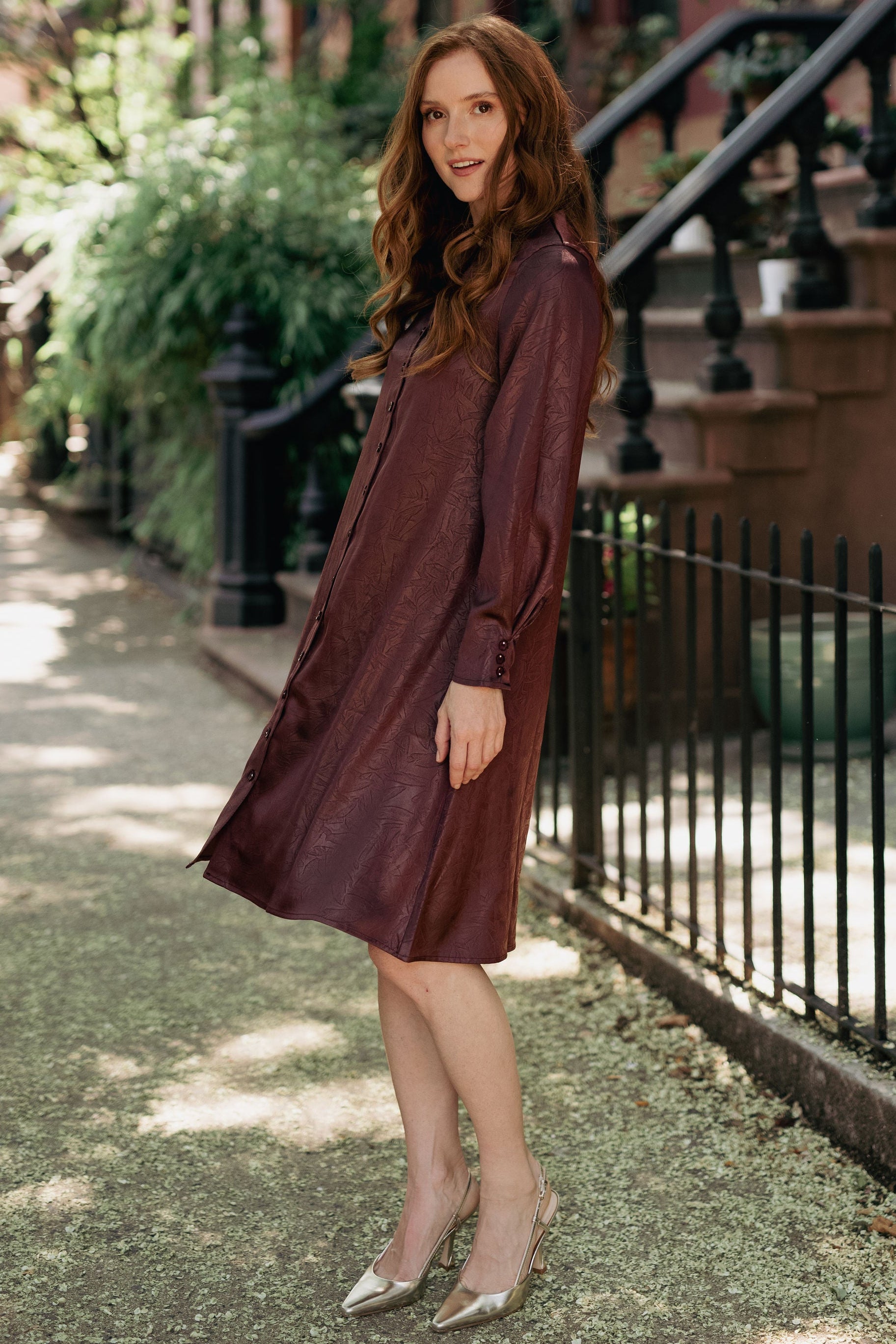 Texture Leather dress - Wine