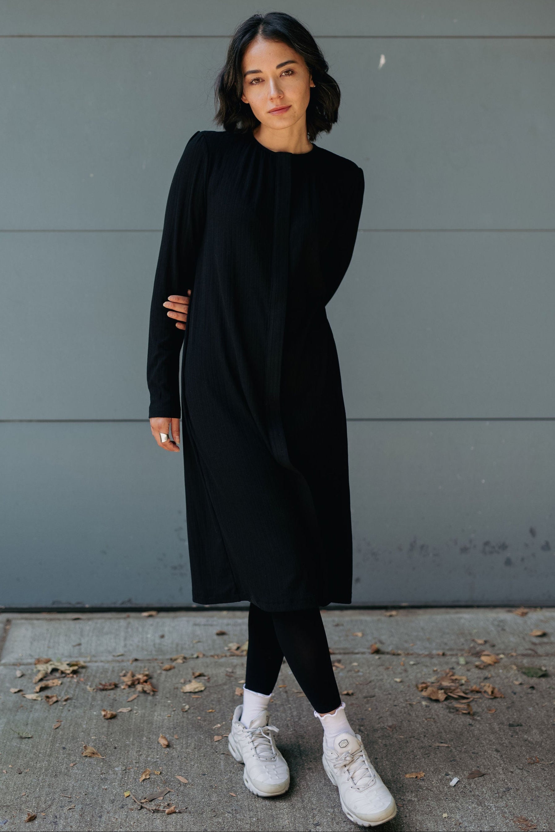Knit hidden zipper dress - Black