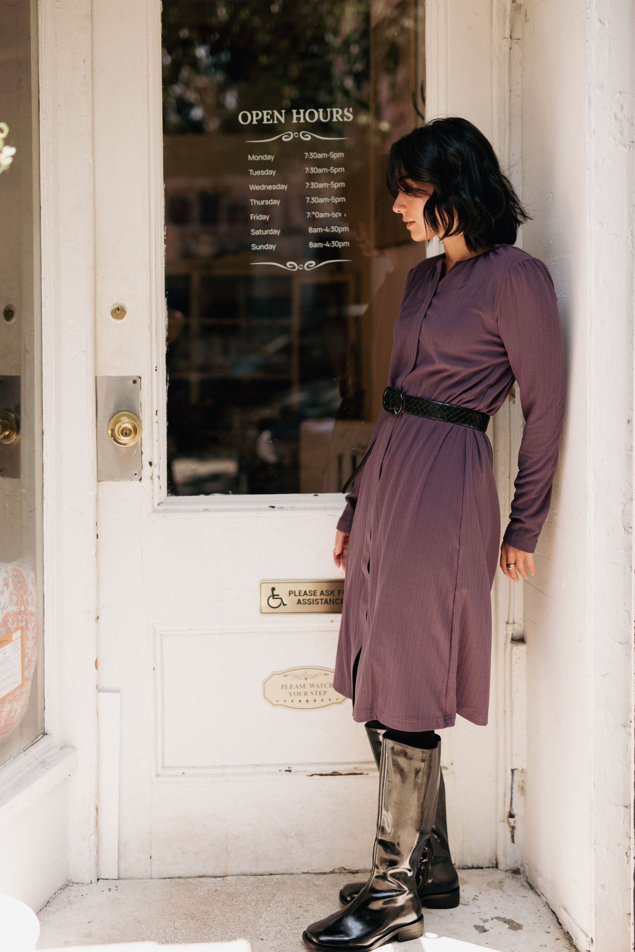 Knit hidden zipper dress - Purple