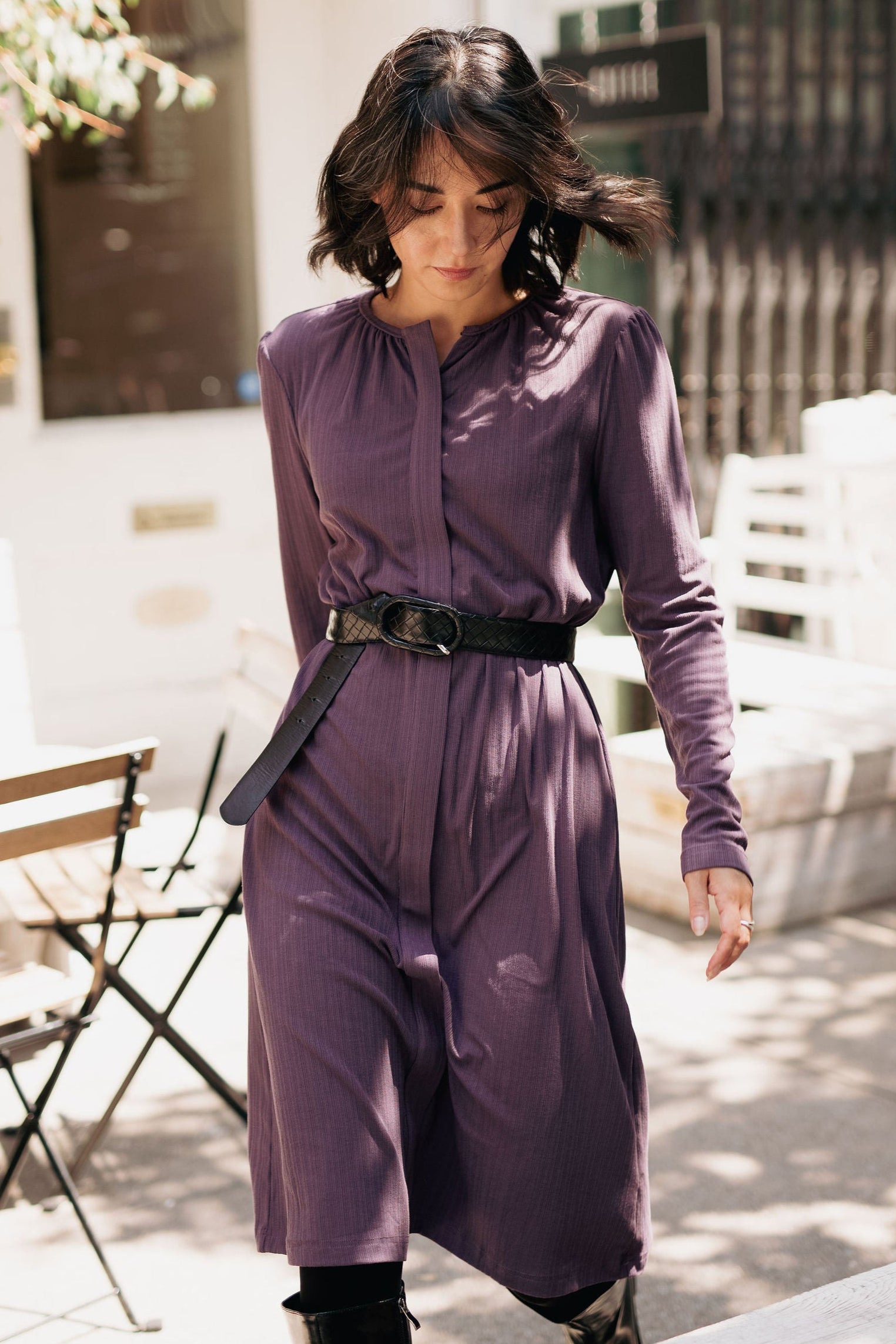 Knit hidden zipper dress - Purple