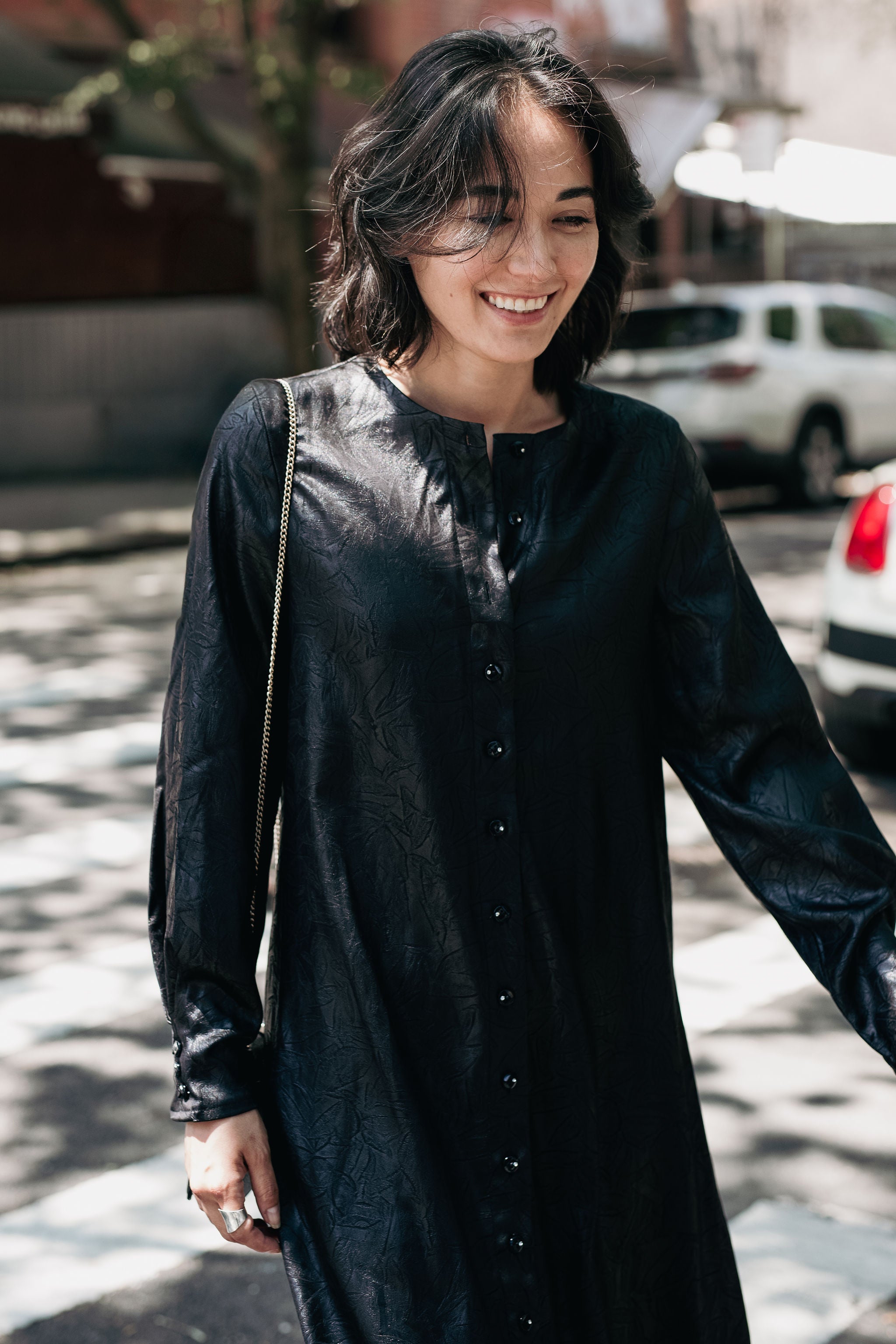 Texture Leather dress - Black