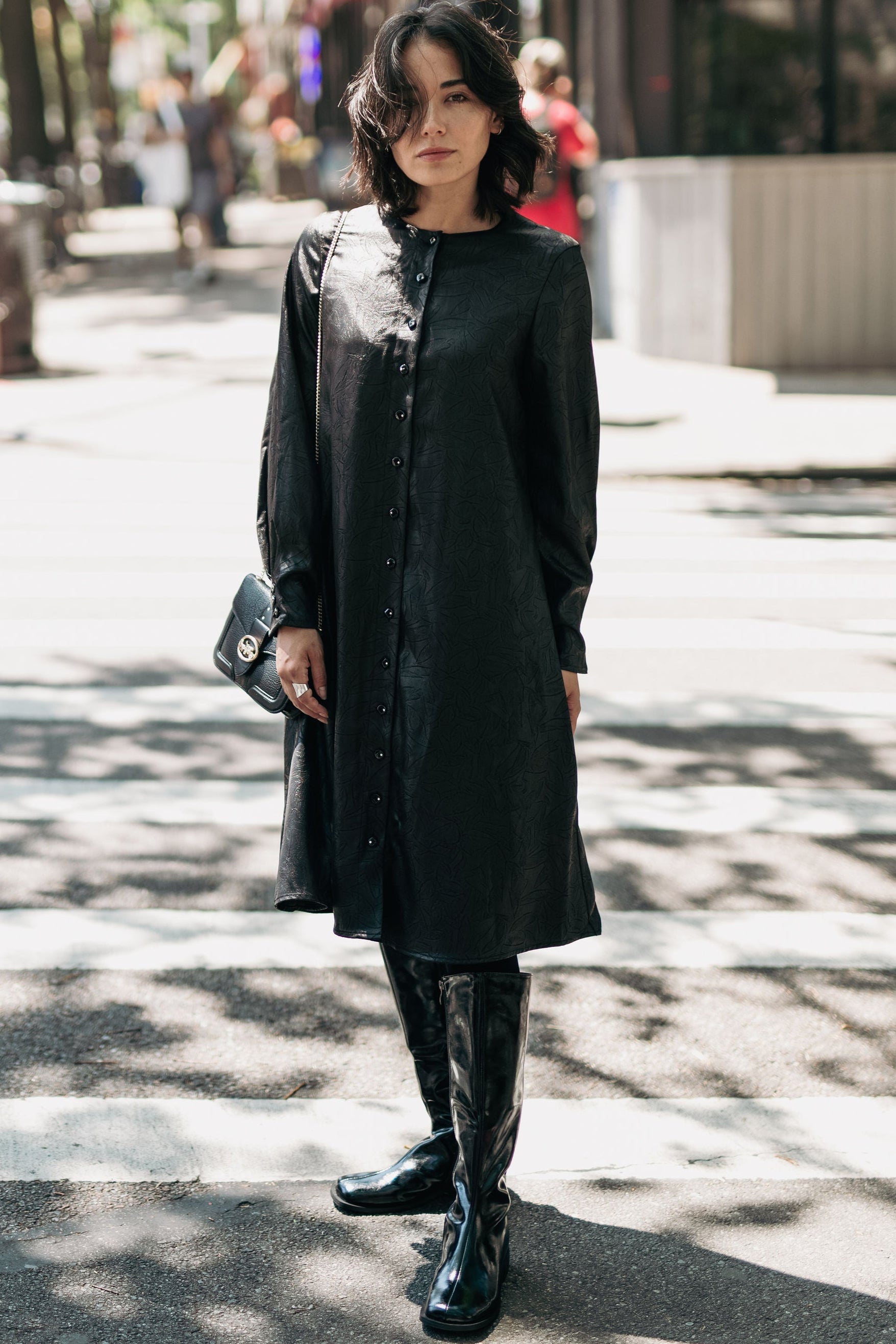 Texture Leather dress - Black