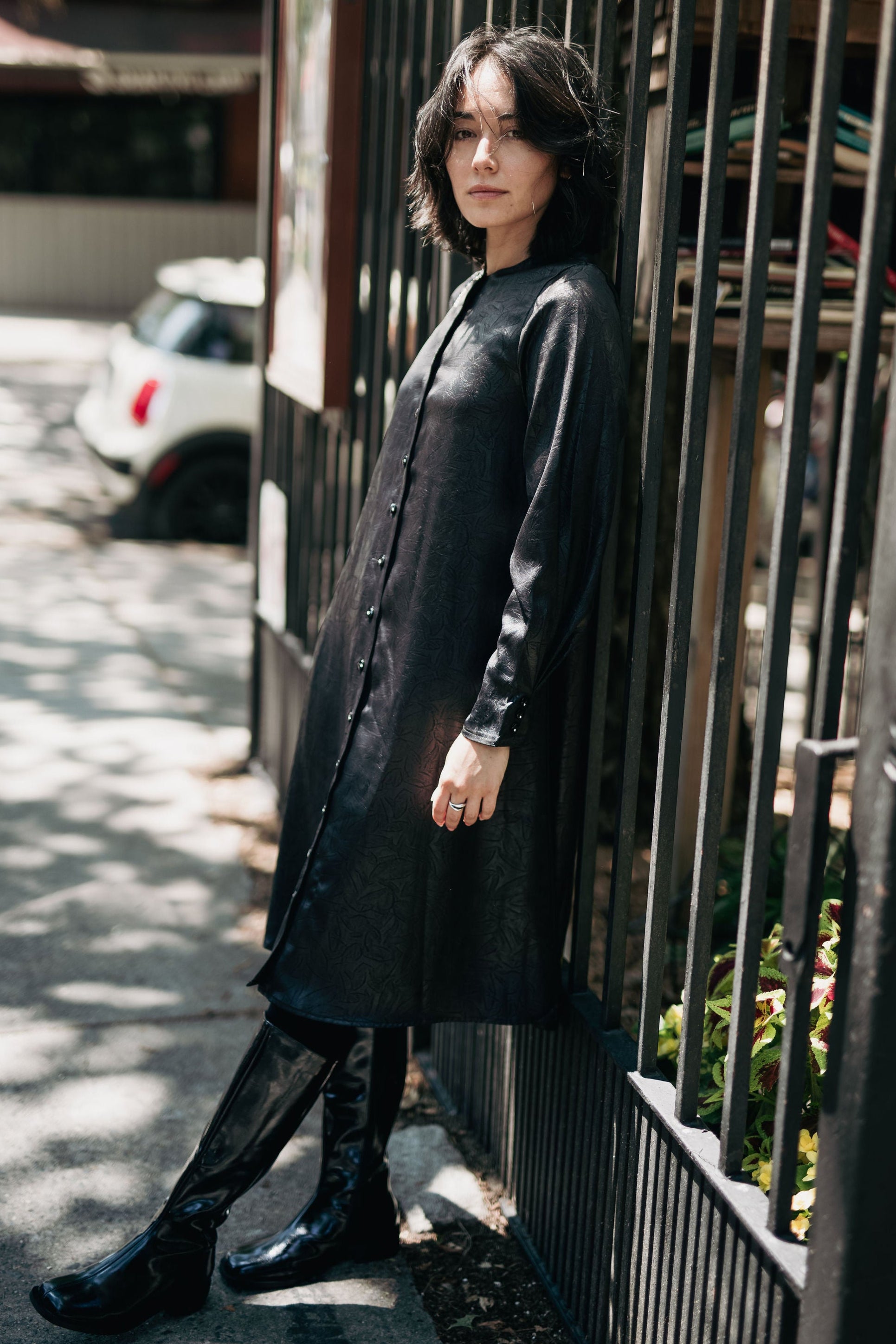 Texture Leather dress - Black