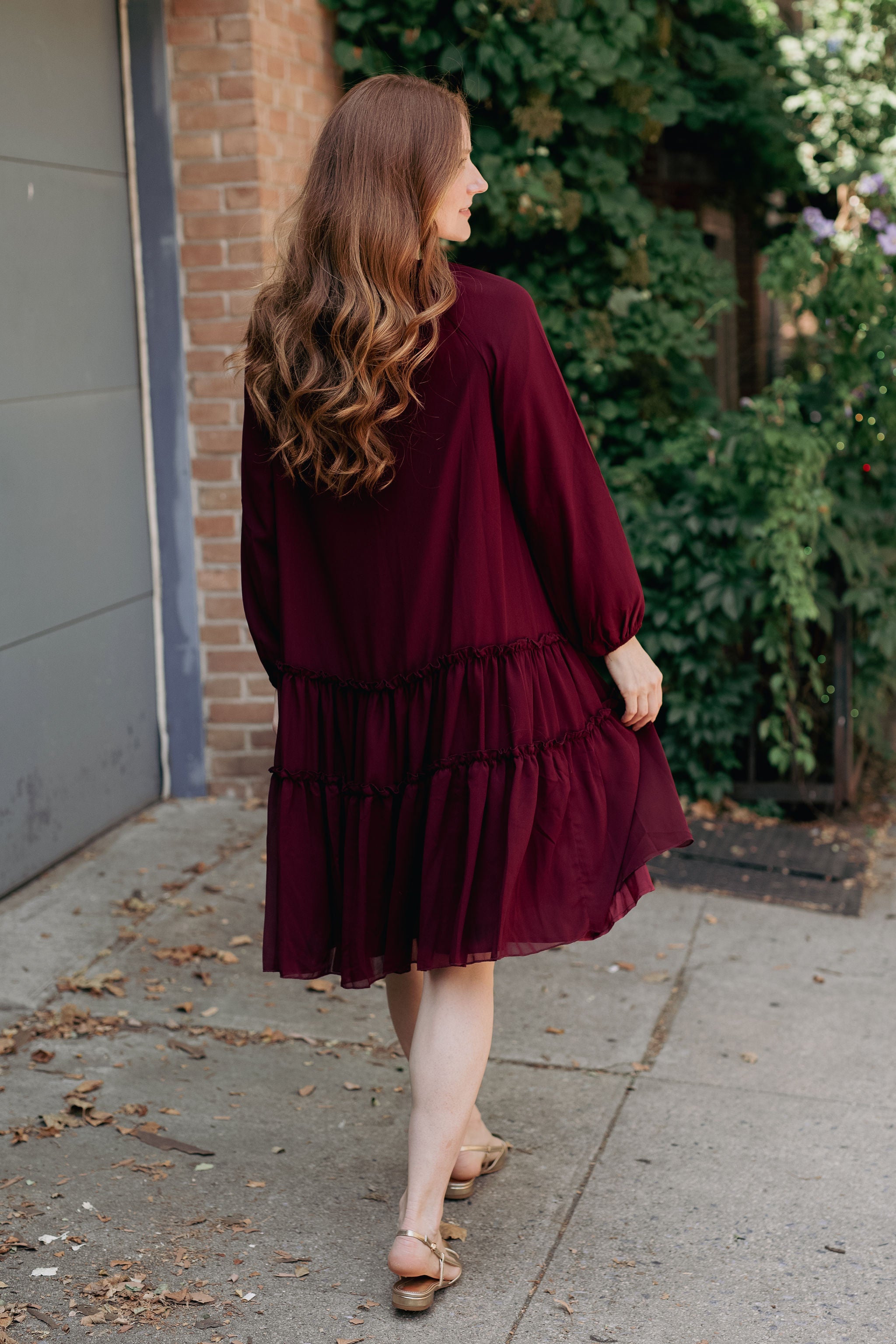 Willow Chiffon dress - Burgundy