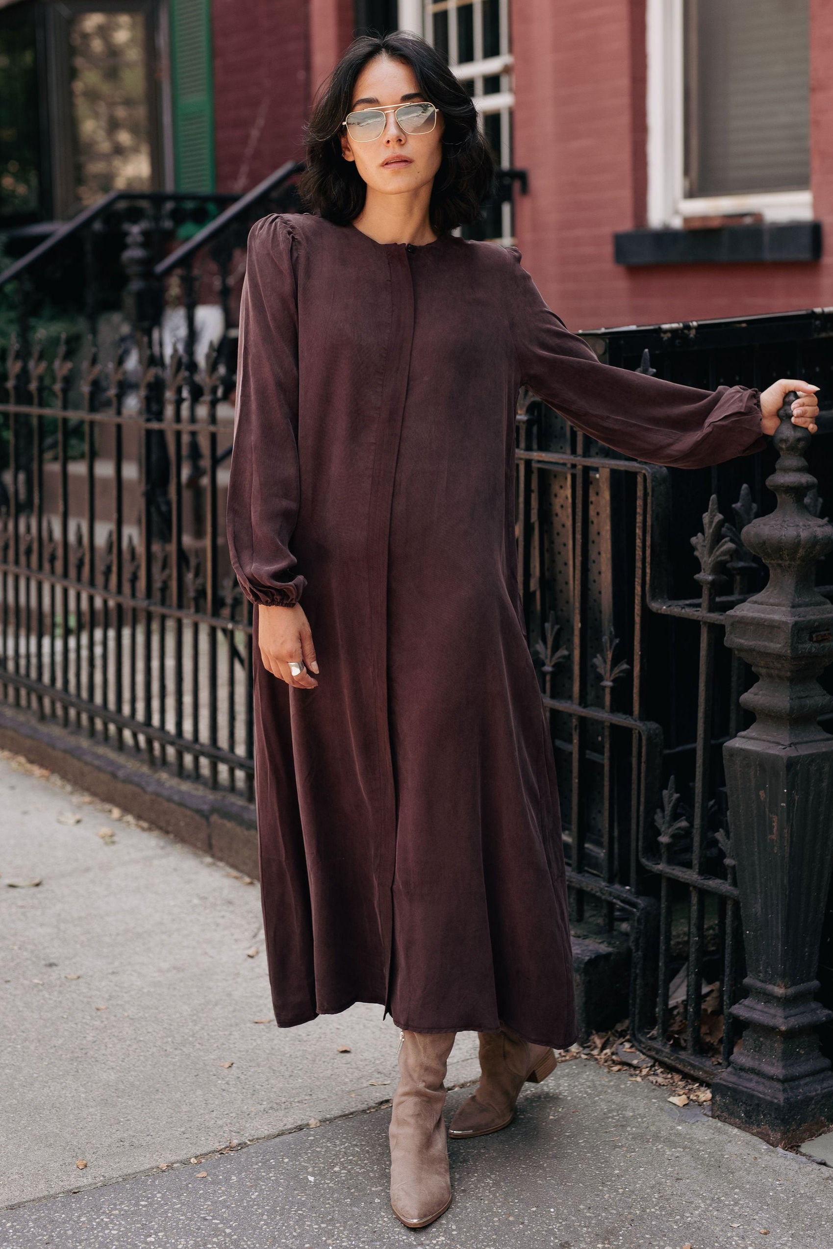 Cupro Ankle length dress - Brown