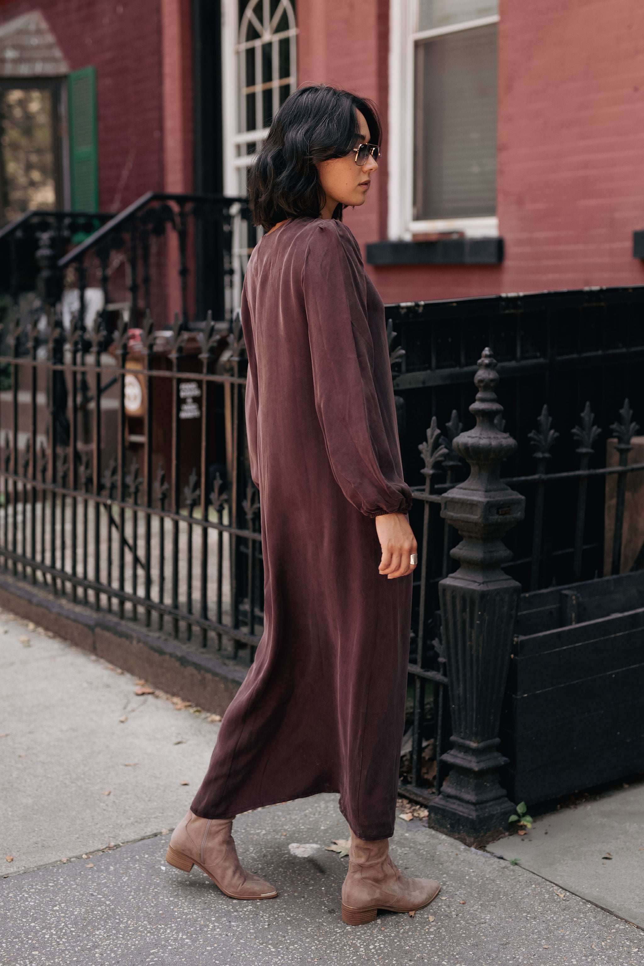 Cupro Ankle length dress - Brown