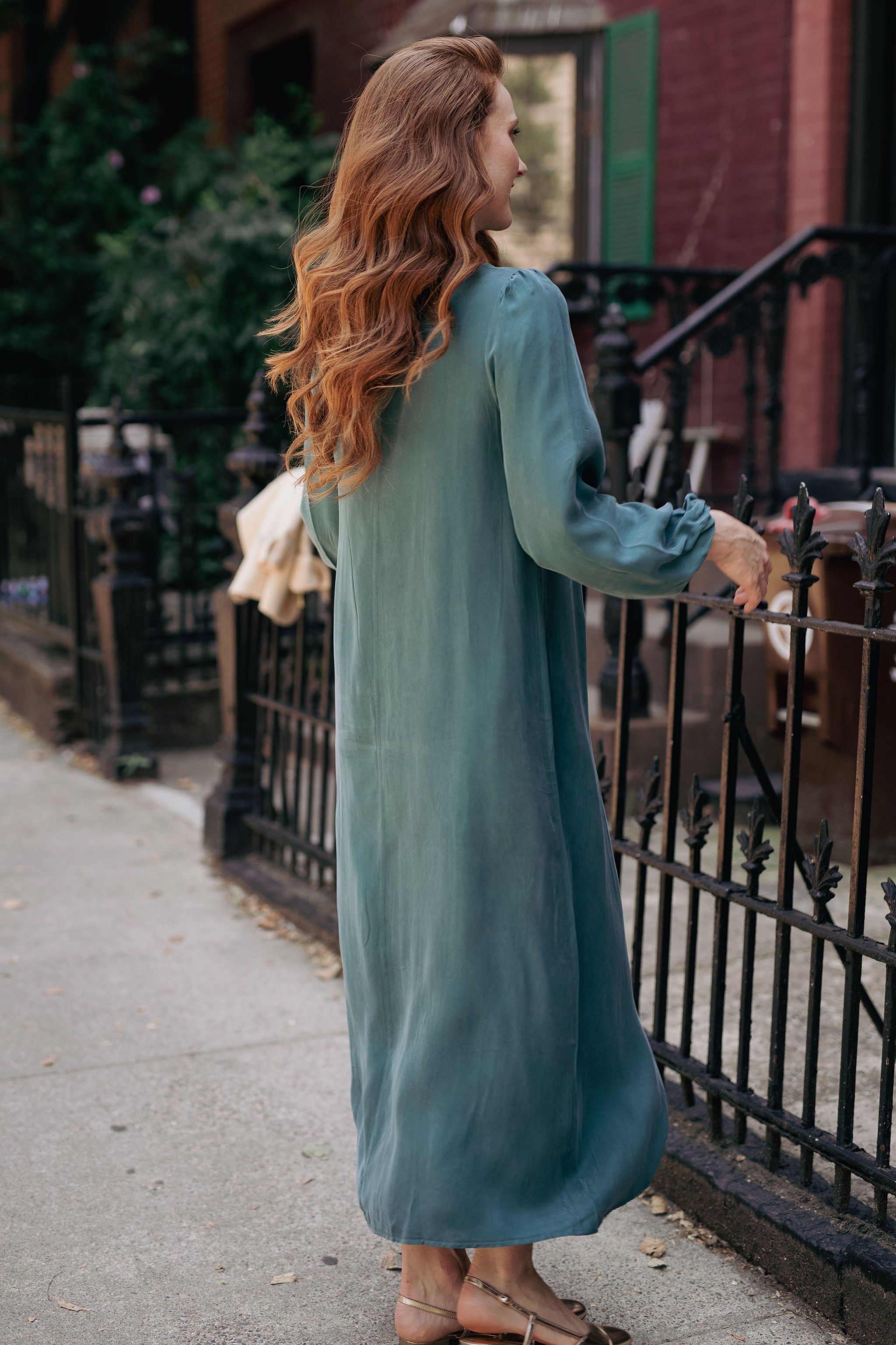 Cupro Ankle length dress - Green