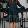Suede  Leather combo dress - Deep Green