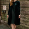 Velvet pleated chiffon dress - Emerald