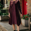 Velvet pleated chiffon dress - Dark Rose
