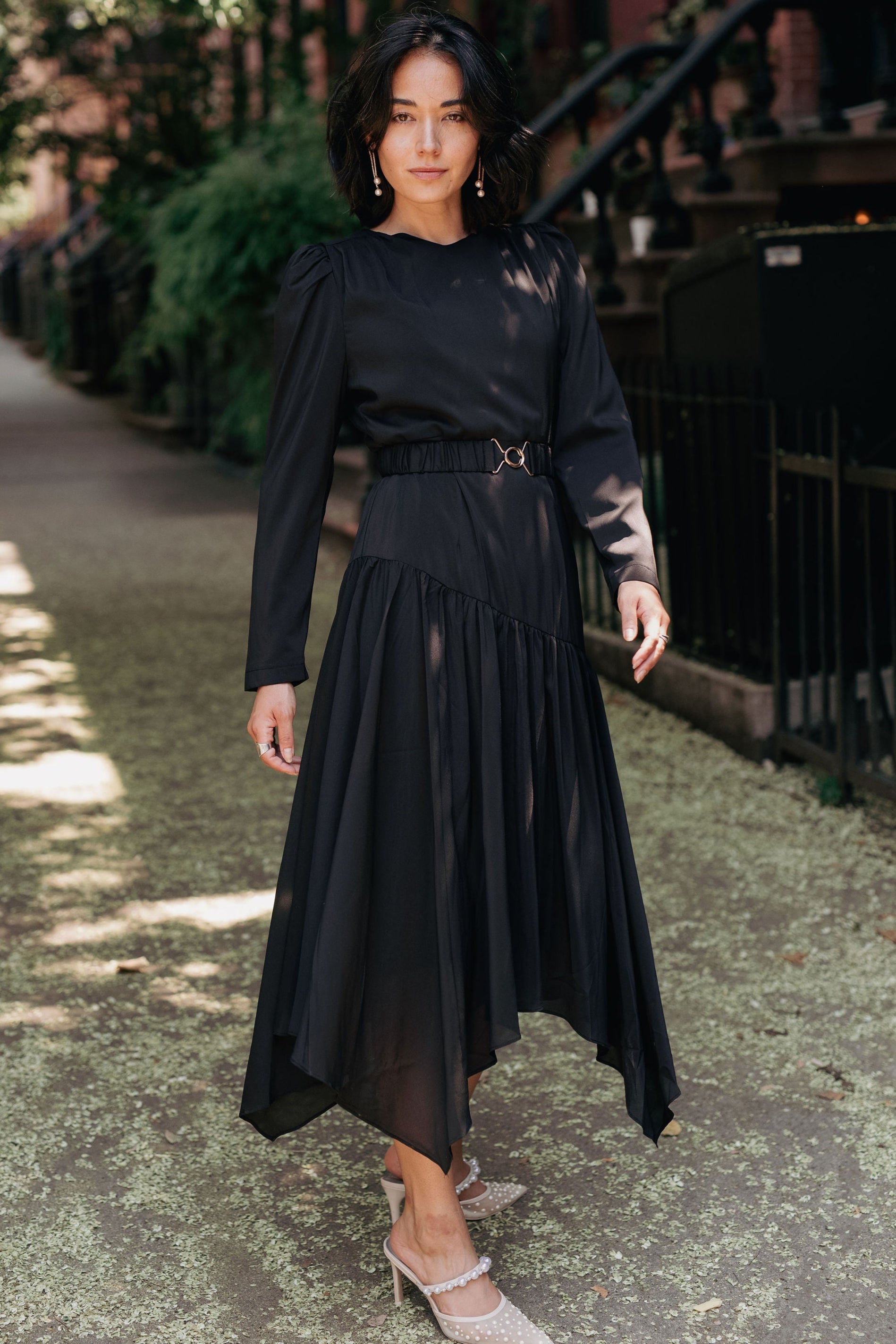 Angled Elegance Dress - Black