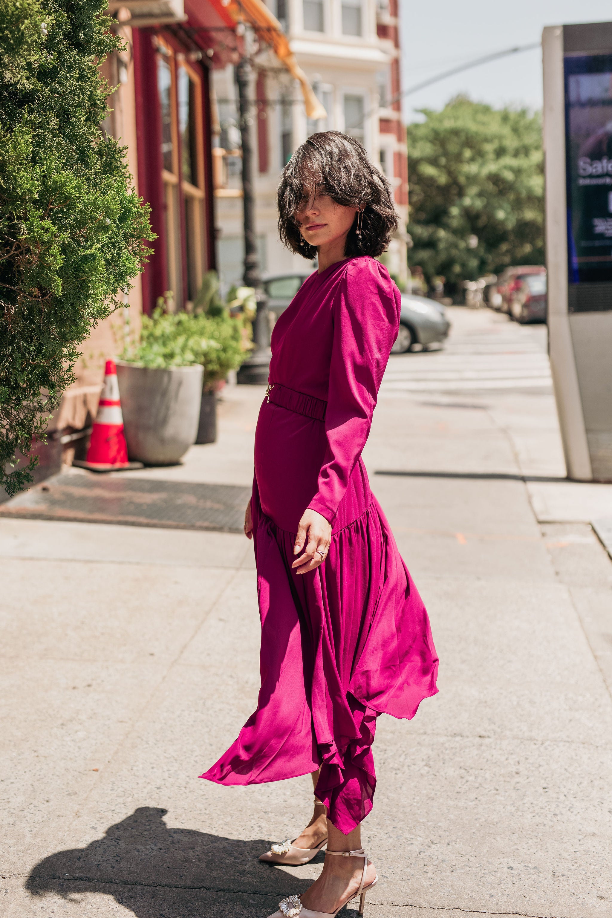 Angled Elegance Dress - Plum