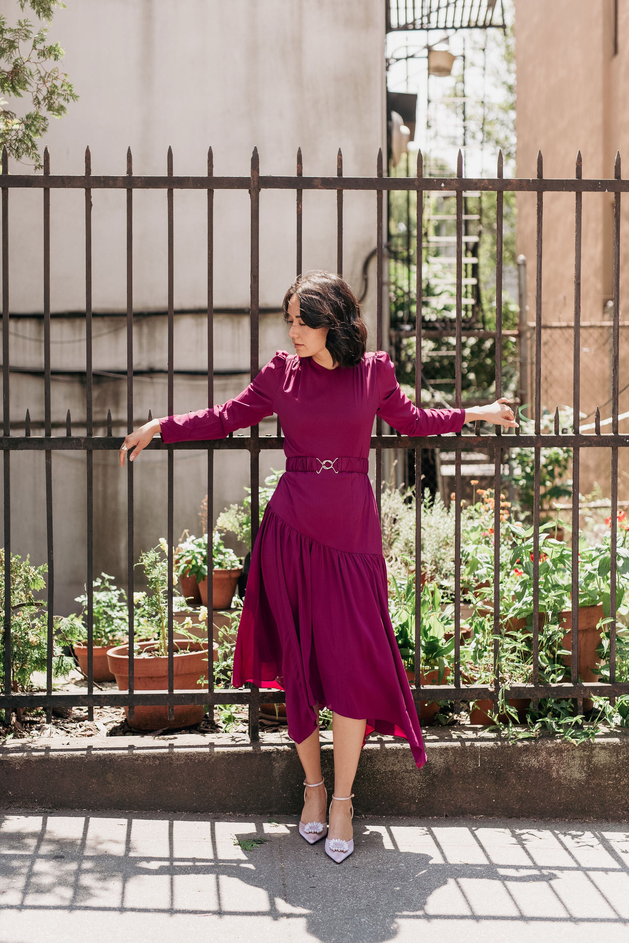 Angled Elegance Dress - Plum