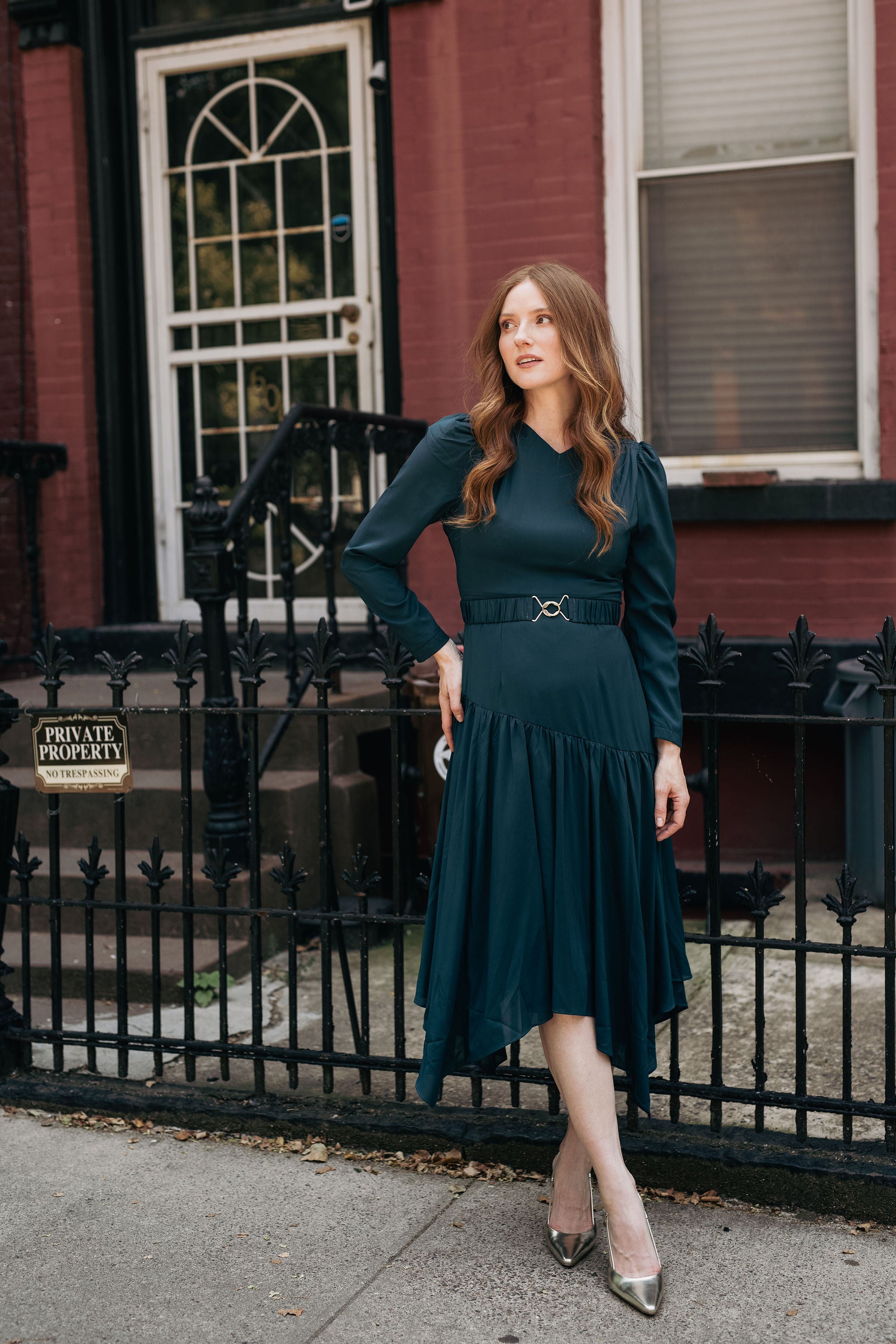 Angled Elegance Dress - Teal