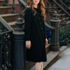 Pleated button-down dress - Black