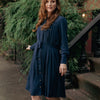 Pleated button-down dress - Blue