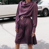 Cowl satin Elegance Dress - Purple