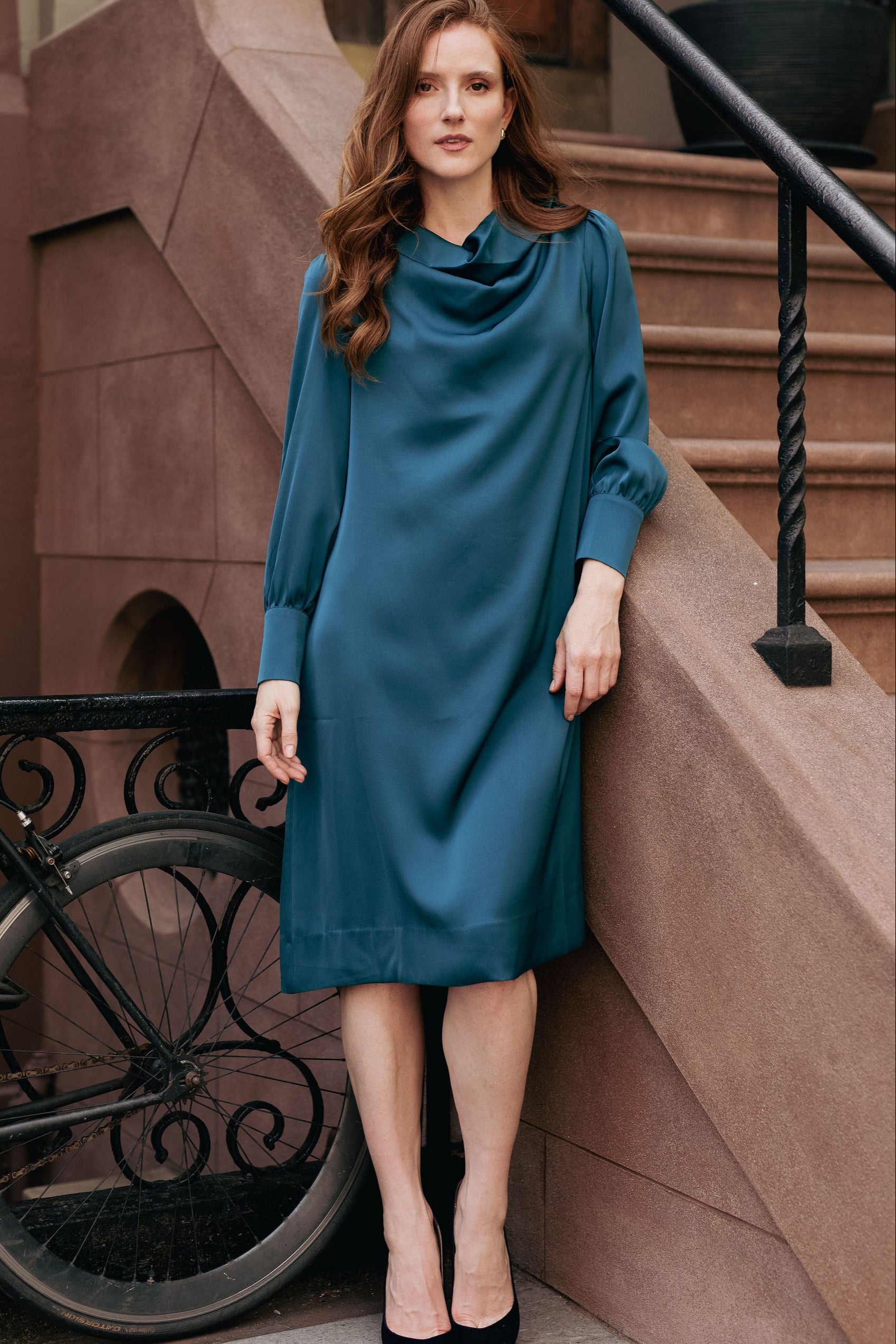 Cowl satin Elegance Dress - Purple