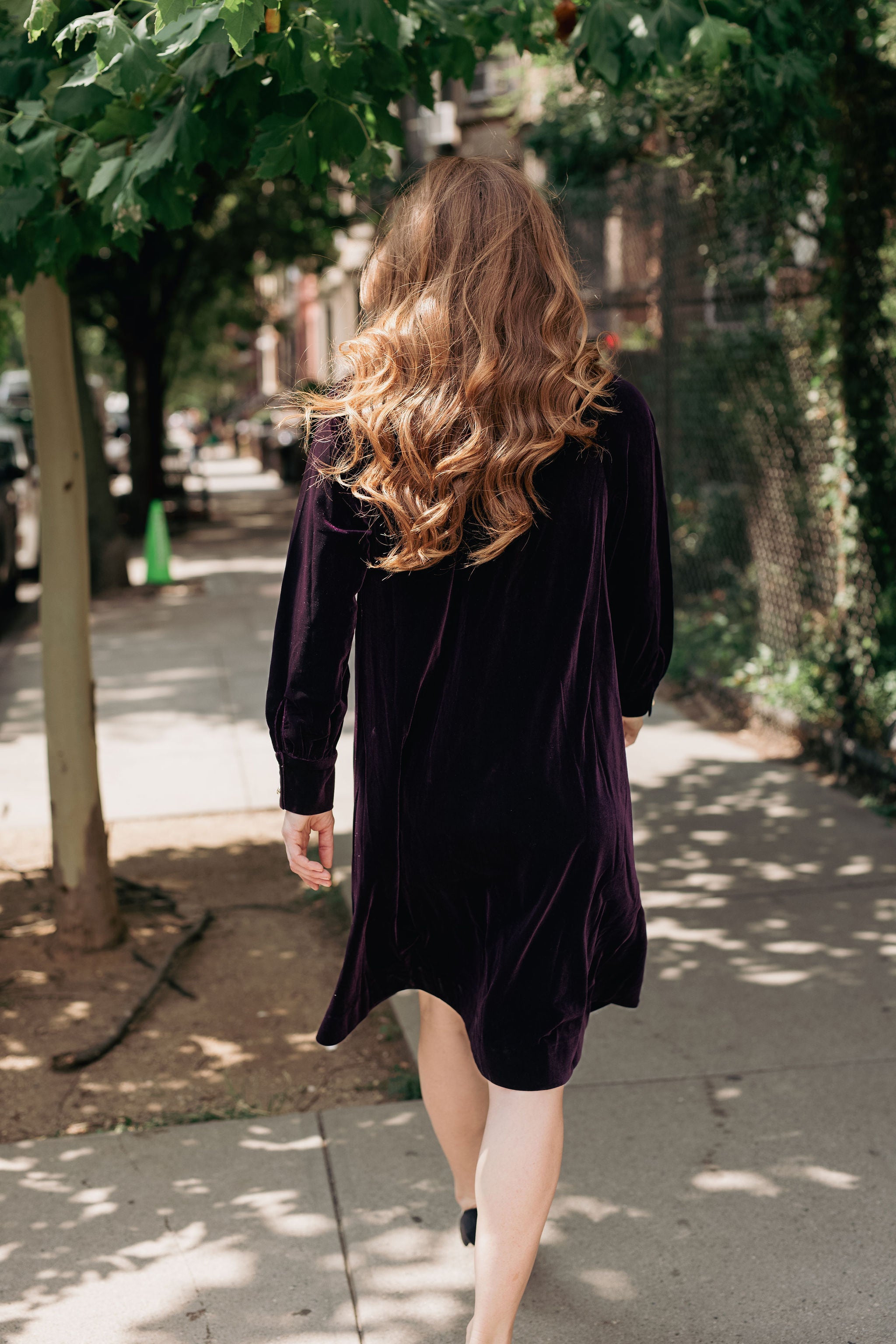 Loose velvet dress - Eggplant
