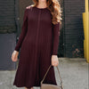 Pleated knit dress - maroon