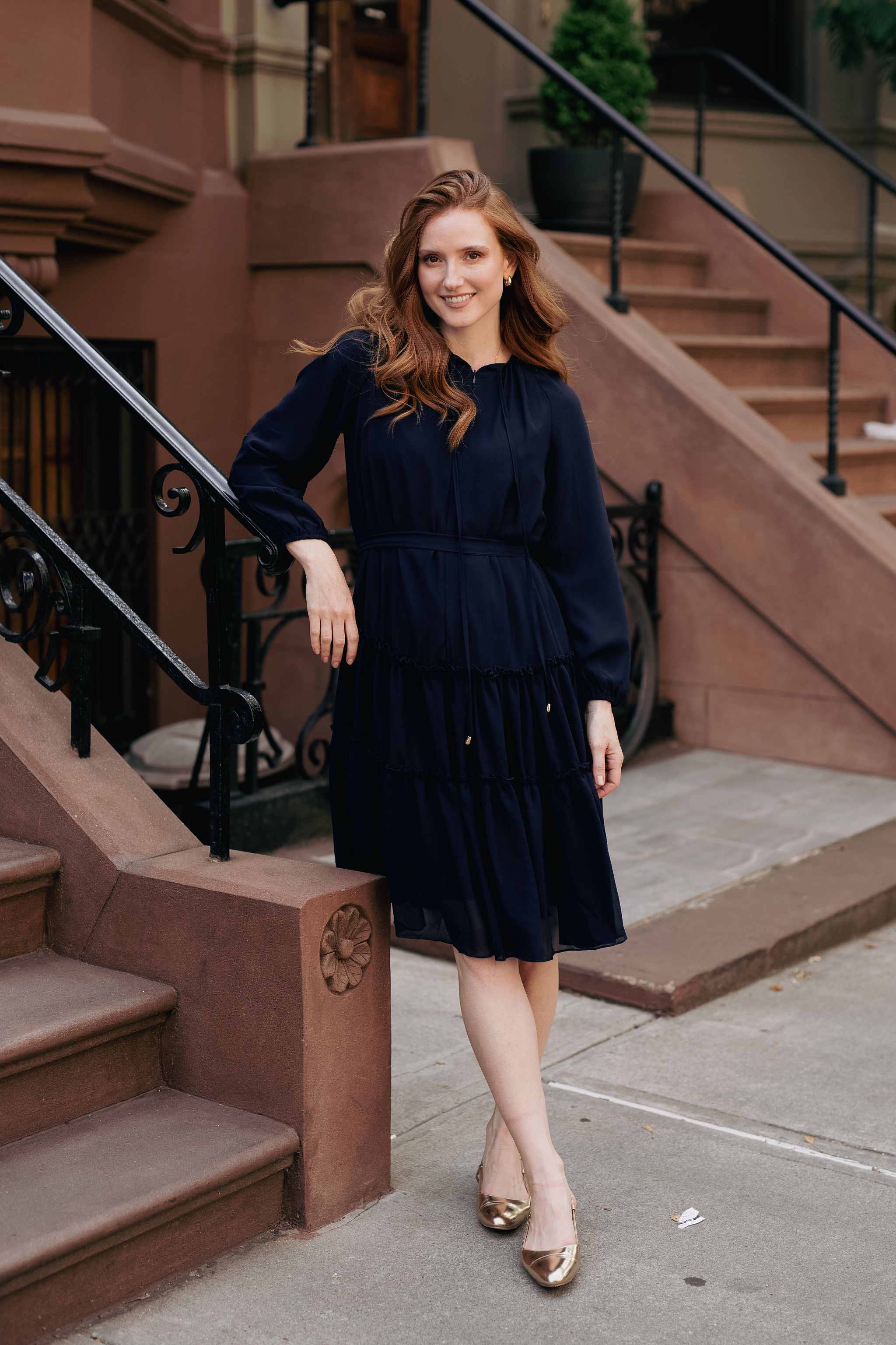 Willow Chiffon dress - Navy