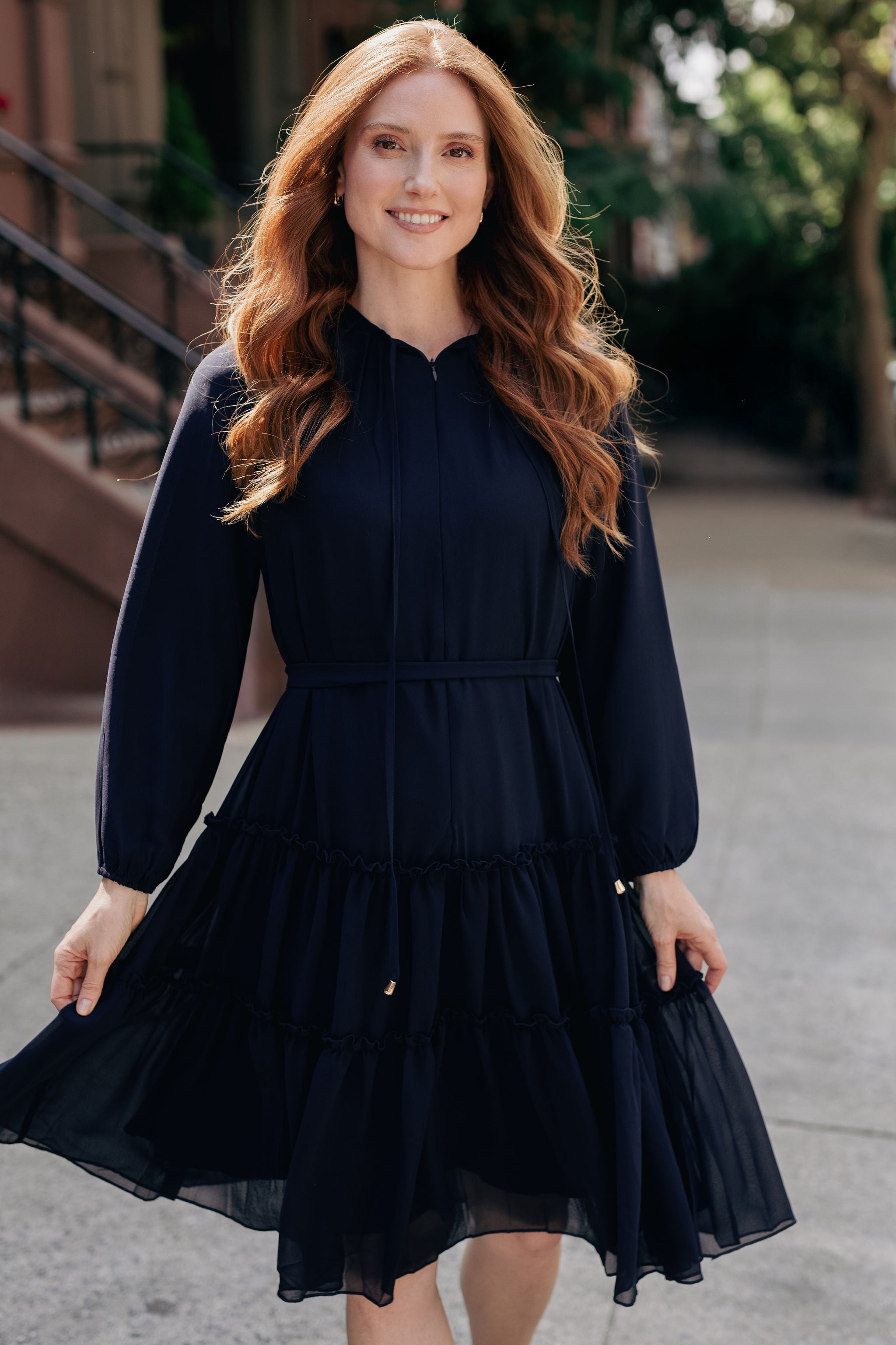 Willow Chiffon dress - Navy