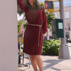 Fine pleat satin dress - Rust