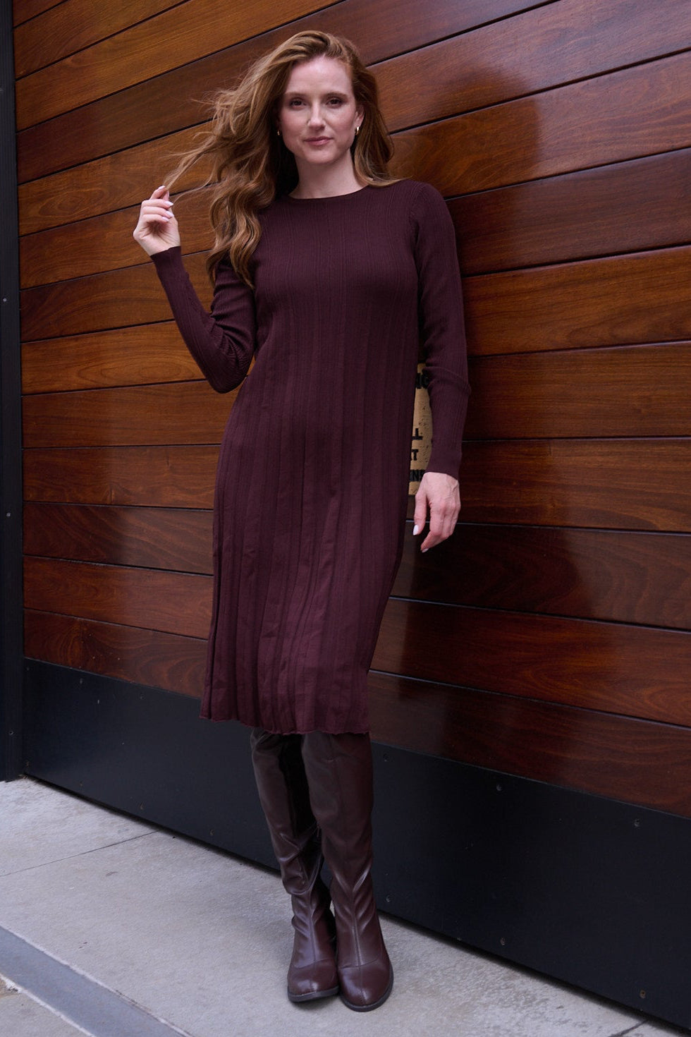 Sculpt knit dress - Brown
