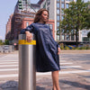 A-line leather texture dress - Navy