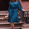 Asymmetrical pleated shift dress - Teal