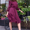 Asymmetrical pleated shift dress - Plum