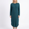 Button down rounded hem basic dress - Green