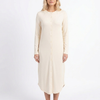 Button down rounded hem basic dress - Cream