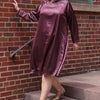 Loose leather texture dress - WIne