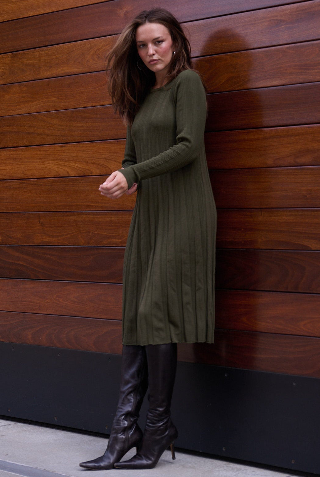 Sculpt knit dress - Olive