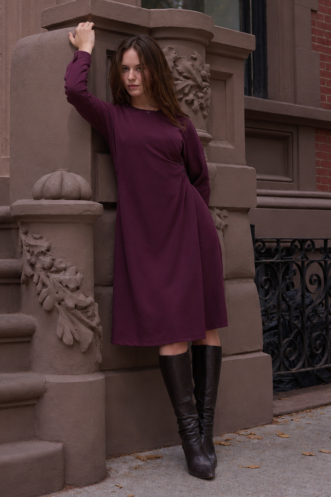 Soft Wrap Dress - burgundy