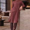 A-line pique dress - Brown