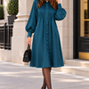 Micro pleats satin dress - Teal