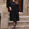 Lace inset Chiffon dress - Black