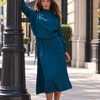 The Adjustable Waist Draped Dress - Teal Blue