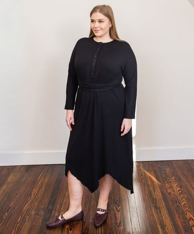 Asymmetrical basic dress - Black