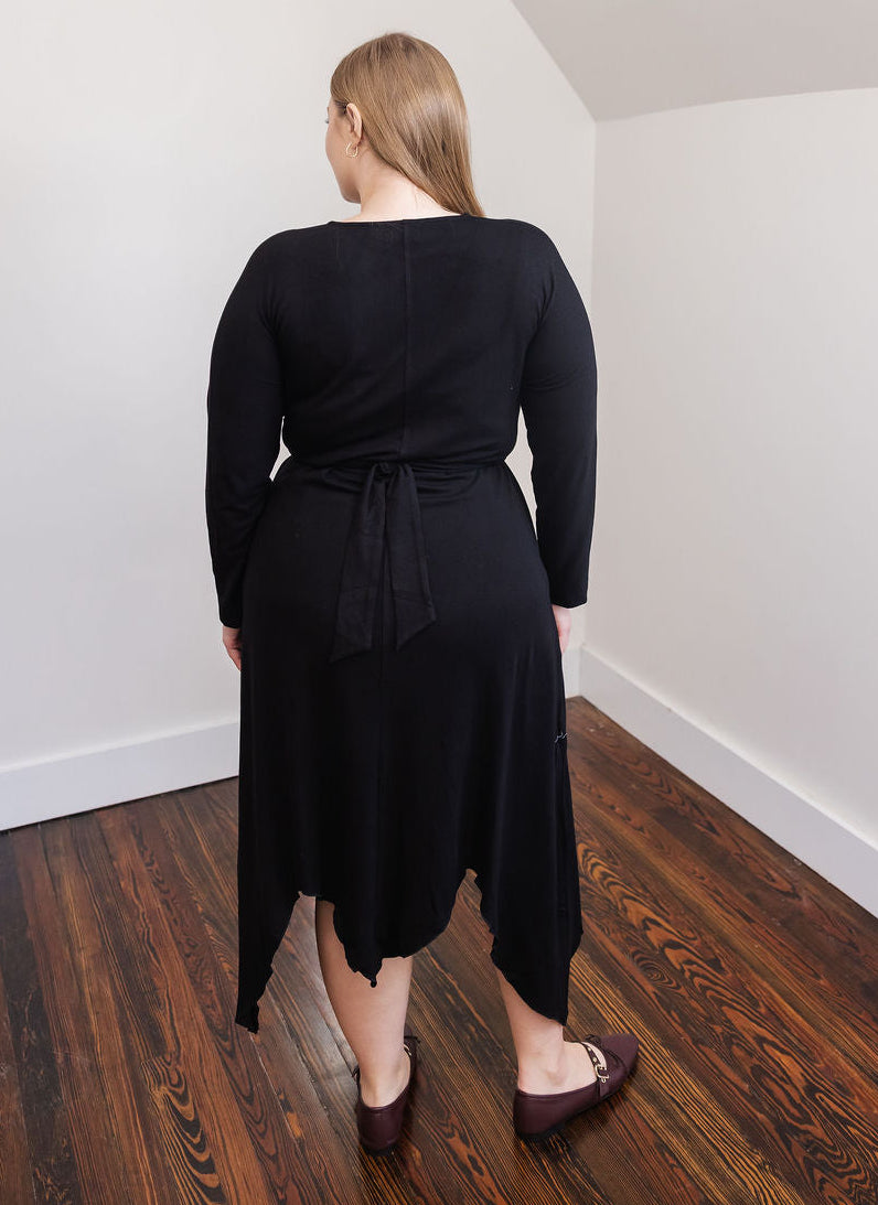 Asymmetrical basic dress - Black