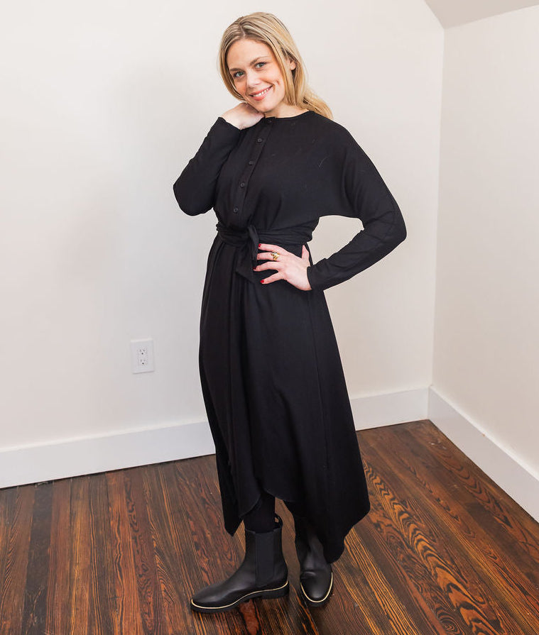 Asymmetrical basic dress - Black