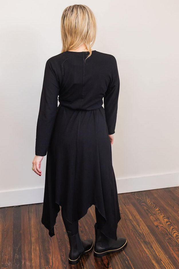 Asymmetrical basic dress - Black