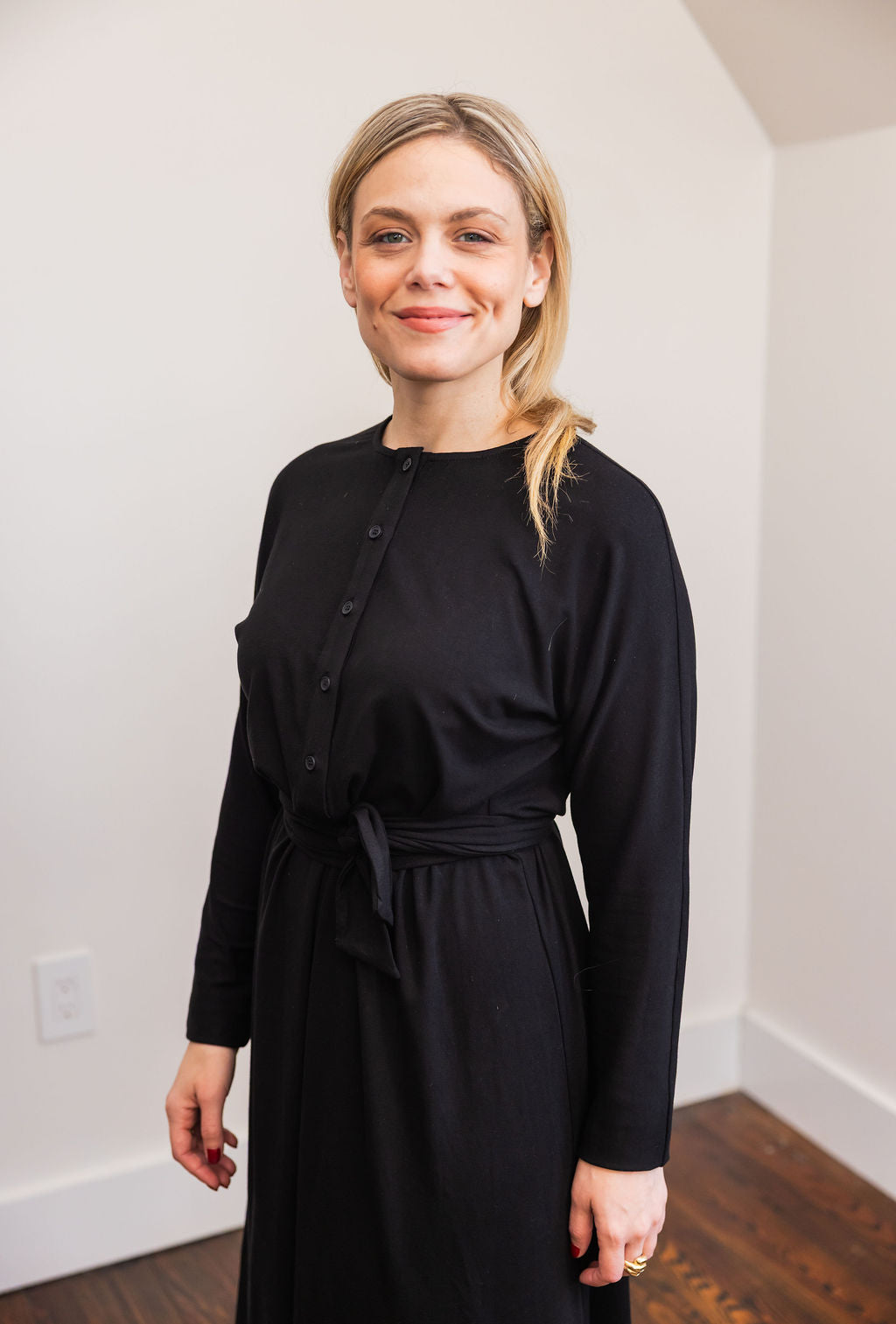 Asymmetrical basic dress - Black