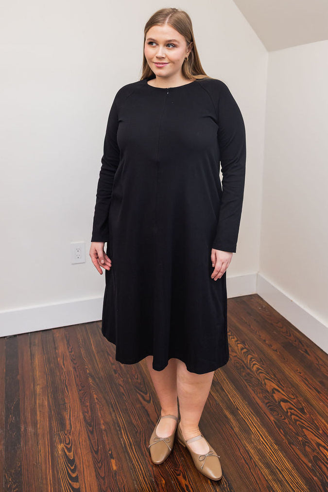 Raglan A-line dress basic - Black