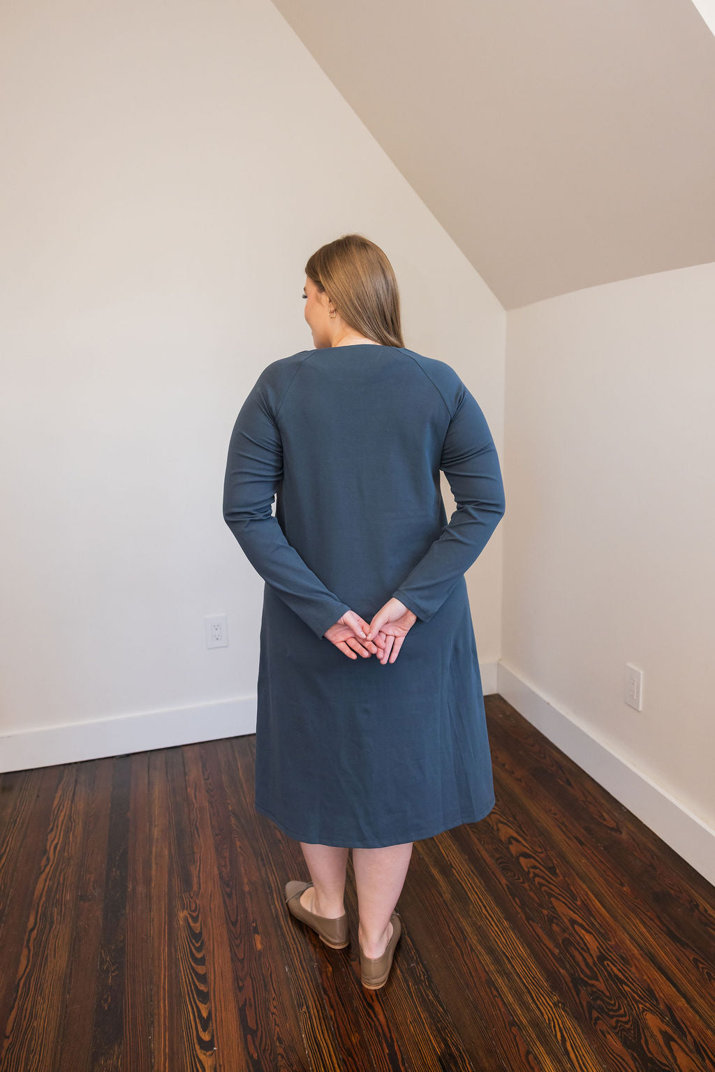 Raglan A-line dress basic - Slate